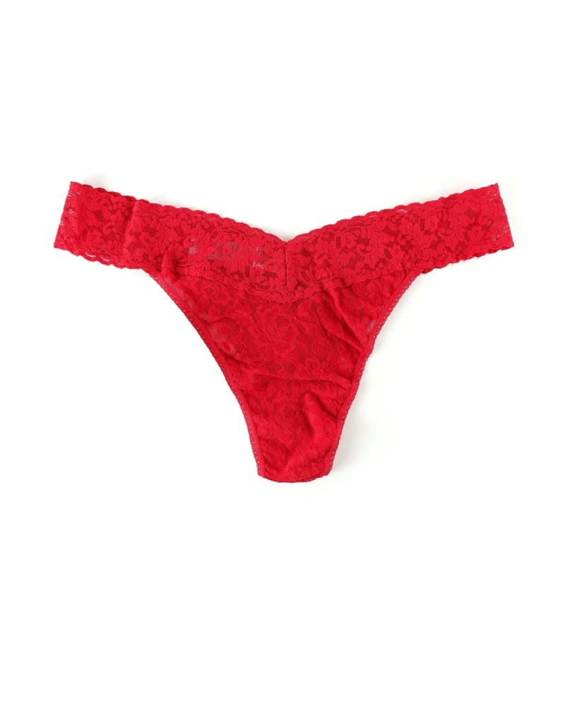 Front of a size one-size-fits-all SIGNATURE LACE PLUS THONG in RED-RED by Hanky Panky. | dia_product_style_image_id:272627